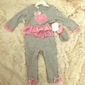 Ruffle one piece with matching headband